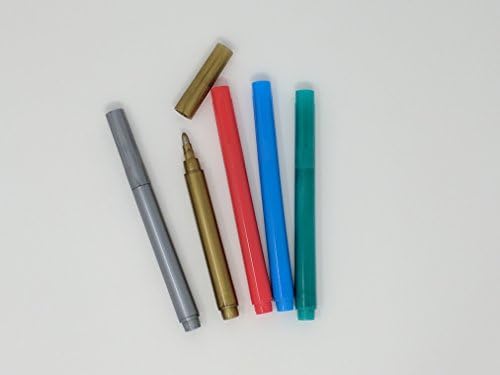 Happymarker Washable Metallic Paint Marker Set - Pack of 5 Non-Toxic Eco-Friendly Metallic Markers, Smudge Proof and Clean with Water - for Silicone Bags, Wine Glass Markers, Window Glass Marker