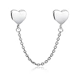 Soufeel Silver Double Heart Safety Chain Charm 925 Sterling Silver European Bracelets Compatible