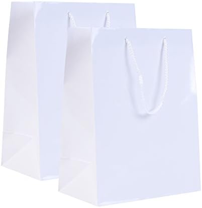 Incredible Packaging - 13" x 5" x 10" Retail Euro Tote Shopping Bags - Heavy Duty 157 GSM - Original Style Paper - Perfect for Mechandise, Retail, Party, Gift Bags. (White Gloss, 20 Bags)