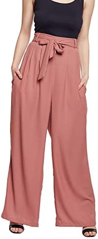 The Silhouette Store Tan Colour Solid High Waist Wide Leg Trouser