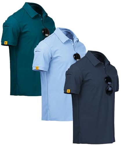 ZITY Set of 3 Polo Shirts Men Short Sleeve Quick Dry Breathable Tshirt Men Polo Summer Casual Sport Shirt Regular Fit Golf Polo Shirts