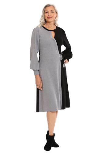 London Times Women's Dresses Knit Sweater Print and Solid Fall Holiday Boot Dre…