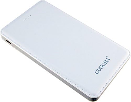 Power Bank Portable Charger Backup External Battery Pack for Samsung, iPhone smartphones, Built-in Cable by GUGGHA (White, 5000mAh)