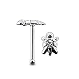 Jeweled Turtle Sterling Silver Ball End Nose pin Body jewelry