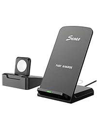 Seneo   Soporte para reloj iWatch 4 3 2 1, soporte de carga inalámbrico rápido de 10 W para Galaxy S10 S10 Plus S10E S9, 7,5 W Qi cargador inalámbrico compatible con iPhone Xs Xs Max XR X 8 8 Plus (sin cargador de cable iWatch), Negro