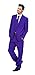 U LOOK UGLY TODAY Men's Party Suit Solid Color Prom Suit for Themed Party Events Clubbing Jacket with Tie Pants Purple L