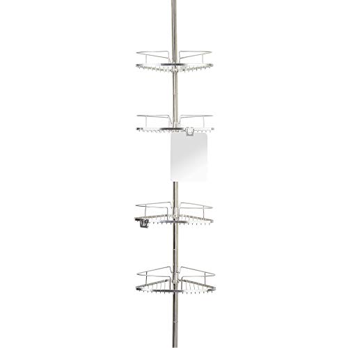 Better Living Products 13406 FineLine 4-Tier Shower Caddy with Mirror, Stainless Steel
