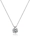 Jewelili 10K White Gold 9 MM White Round Cubic Zirconia Solitaire Pendant Necklace, 18