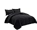 Chezmoi Collection 3-Piece Down Alternative Comforter Set (Oversized King, Black)