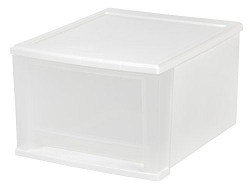 IRIS 17 Quart Stacking Drawer, 4 Pack, White