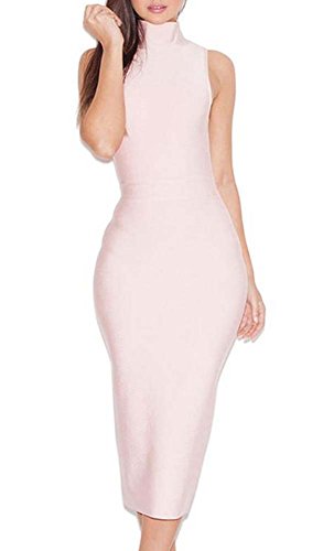 Whoinshop Women's High Neck Below Knee Bandage Pencil Party Prom Dress