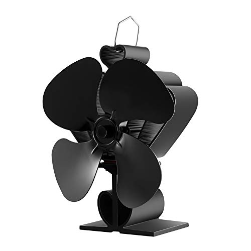 Morinoli 4 Blade Heat Powered Stove Fan for Wood/Log Burner/Fireplace,Eco Friendly and Efficient Fireplace Fans,Blackï¼ŒCrown