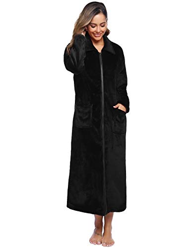 iClosam Dames badjas Zachte Fleece Kamerjas Badjas voor Dames Sjaal Handdoek Jurk Badjas Volledige Lengte met Rits - Image 5