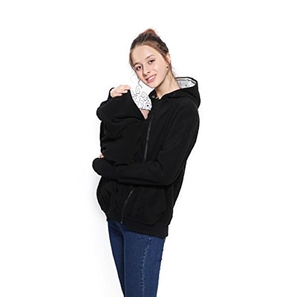 F G Y 3 En 1 Maternite Sweats A Capuche Polaire Kangourou Porte Bebe Porteur Femme Zipper Pull