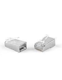 maxmoral 50 Pack metal blindado RJ45 RJ 45 Red 8P8 C CAT5E Cat Modular Plug Conector