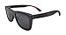 InfuseZen Skateboard Wooden Sunglasses for Men or Women, Wood Sun Glasses in Black with Blue and Red Layers and Black Polarized Lenses, Trendy Wood Frame Sunglasses, Wood Sunglasses Unisex (Black)