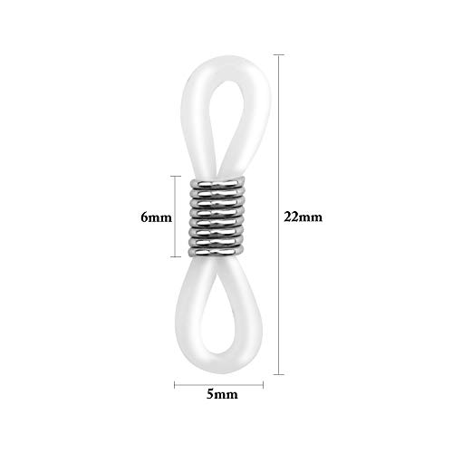 HIFOT 40pcs Holder Chain Glasses Ends Spectacle Chain Strap Loop Ends of Glass Cord Ends of Eyeglass Chain Holder Silicone Lanyard Strap Silver
