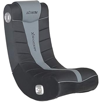 X Rocker Extreme III 2.0 Sound Wired Foldable Video Gaming Rocking Floor Chair with 2 Speakers - Black/Gray, 5149001