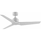 Fanimation TriAire Custom 3 Blade Ceiling Fan 12.92 Inch X 52 Inch Wide with Matte White Finish and Matte White Blades