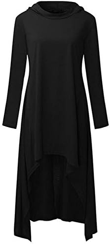 JINGJQINGCAO Chic Women Long Sleeve Casual Irregular Loose Sweatshirt Hoodie Dress BlackXX-Large