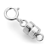 Everyday Elegance Sterling Silver Round Magnetic Clasp Converter for Necklace or Bracelet with Spring Ring, 1 Clasp