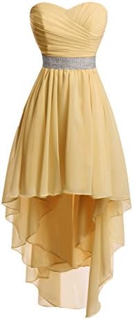 Chengzhong Sun Women High Low Lace Up Prom Party Homecoming Dresses (2, Gold)