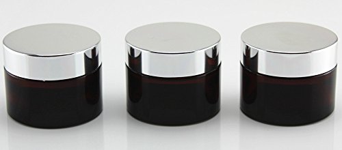 Moyishi Glass 2 oz Amber Salve Jar w/ Silver Lid 4 pk