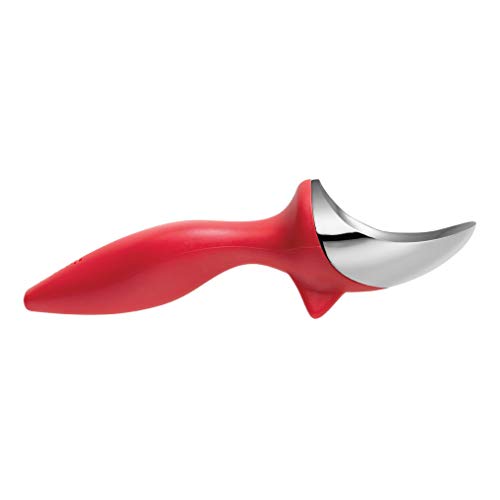 Tovolo Tilt Up Ice Cream Scoop, Ergonomically Balanced Handle, Chrome Plated, Dishwasher Safe, Candy Apple Red