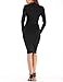 ALAIX Women's Sassy Keyhole Low-Cut Bodycon Long Sleeve Winter Pencil Party Evening Dress Black-M