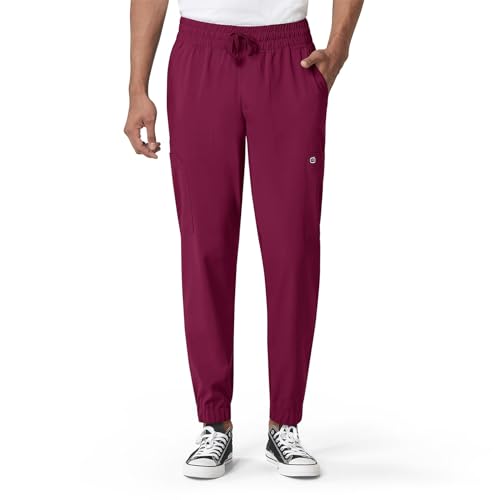 Wink W123 Men's Cargo Jogger Scrub Pant, Wine, S TAL