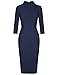 MUXXN Lady Charming Pinup 1930s Rockabilly Knee Length Casual Pencil Dress (Blue M)