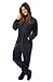 Navy Blue Hooded Plush Adult Mens Footed Pajamas Onesie w/ Drop Seat