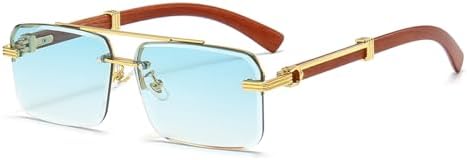 Junsika Oversized Rimless Square Sunglasses for Men Women  display picture 3