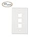 [UL Listed] Cable Matters 10-Pack Low Profile 3-Port Keystone Jack Wall Plate, RJ45 Wall Plate for Keystone Jacks in White