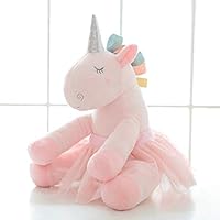 Juantin Store Big Stuffed Animal Pillow Soft Safety Plush Unicorn Toy Silver Horn Fantastic Pink Ballet Skirt Dressing Rainbow Unicorn Stuffed Animal Doll for Baby girl-pink-30X20cm