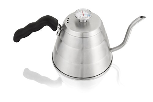 Brulux 1.2-Litre Stainless Steel Pour Over Coffee Kettle with Built In Thermometer and Gooseneck Spout