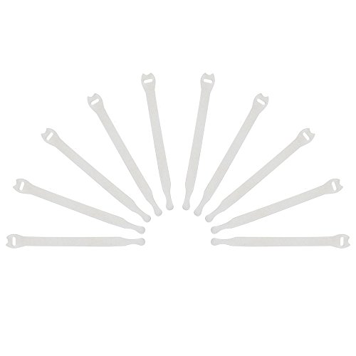 Nylon Hook and Loop Straps, Cable Management Self-Adhesive Ties, Reusable Wire Fastener, Self-Gripping Cord Wrap - 0.5 inches Width, 8 inches Length, 10 Pack - Hook and Loop Tape White