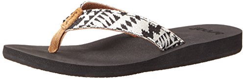 Reef Women's Midday Tides Flip Flop, Black/White, 8 M US