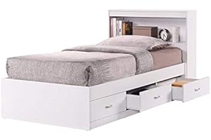 Pemberly Row Twin Size Captain Storage Bed in White