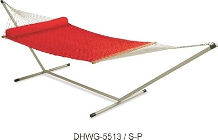 Oak N Oak Comfortable Sleeping Hanging Hammock/Soft Weave Comb Quilted Hammock Swing with Stand/Outdoor Hammock Furniture for Home Patio Garden, Camping, Beach & Leisure Backyard, 55 Extra Large Wide Red