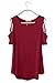 Adreamly Women's Casual Summer Short Sleeve Loose Strappy Cold Shoulder Tops Basic T Shirts Blouses Burgundy 2X-Large