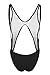 Viottiset Women's Cut-Out Thong One-Piece Monokini Swimsuit Black Bathing Suit Backless Bandage Medium