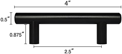 VidaGoods 25 x Sets Matte Black Kitchen Cabinet T Bar Pull Handle Knob Hardware (4")
