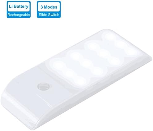 Rechargeable Motion Sensor Light, 12 LED Motion Activated Auto On/Off Night Light,3 Modes Closet Light,Wall Light for Hallway, Bathroom, Bedroom, Kitchen, etc by WJLING