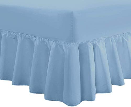 SASA CRAZE Bedding Extra Deep Frilled Valance Fiteed Sheet (Single, Sky Blue)