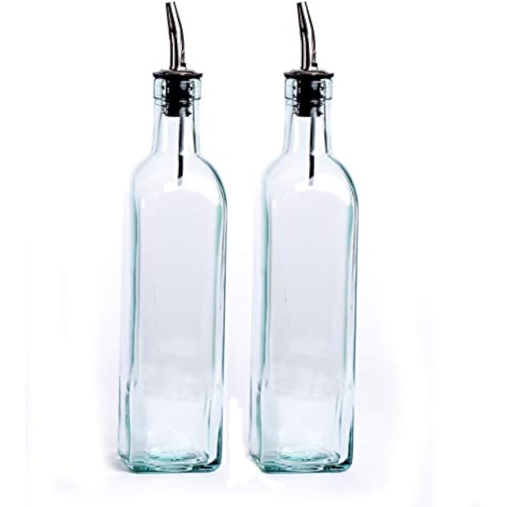 EHomeA2Z Italian Glass Oil And Vinegar Cruet 16 Oz, Olive Dispenser