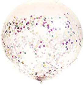 Russ Valley Confetti Balloons 36" Round Jumbo Party Favors with Rainbow Multicolor Paper for Birthday, Graduation, Wedding, Anniversary, Baby Shower | Child &amp; Adult Decorations (3 pack)