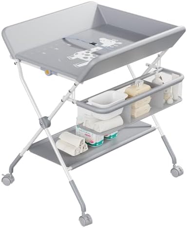 Baby Diaper Changing Tables, Foldable Changing Table with Wheels