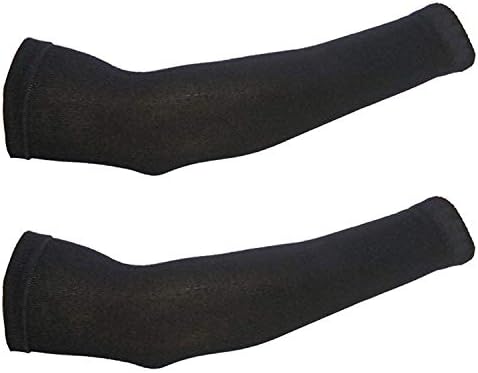 Krystle Girl's Cool Sports Arm Sleeves, Bike Riding Sun Tann Protective Sleeves (Black)-(Pack of 1 Pair)