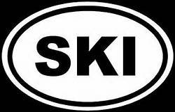 Ski Skiing Euro Vinyl Decal Sticker|WHITE|Cars Trucks Vans SUV Laptops Wall Art|5.5